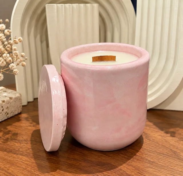 Büyük Pembe Beton Mum