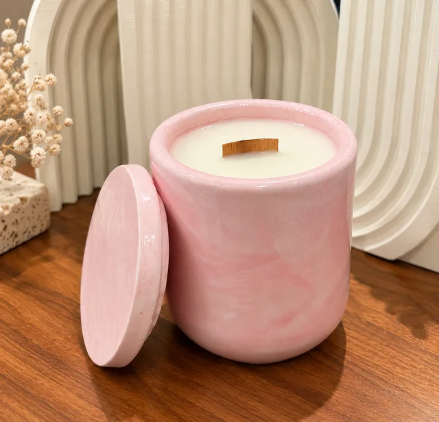 Büyük Pembe Beton Mum 3