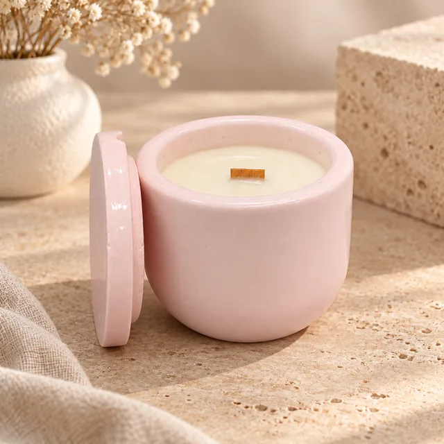 Küçük Pembe Beton Mum