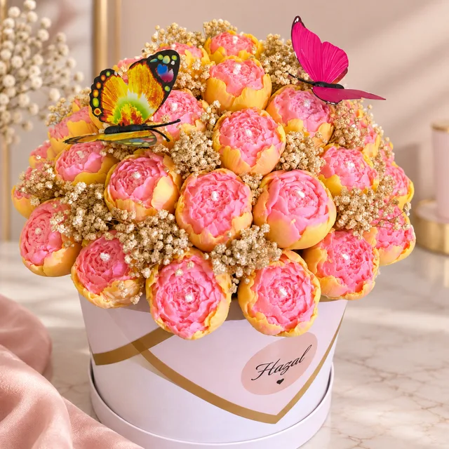 Pembe Sarı Buket Mum