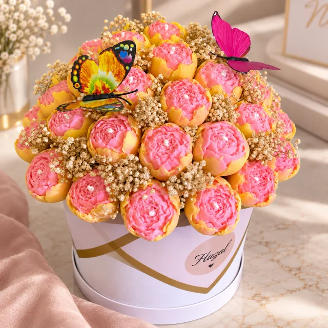 Pembe Sarı Buket Mum 3